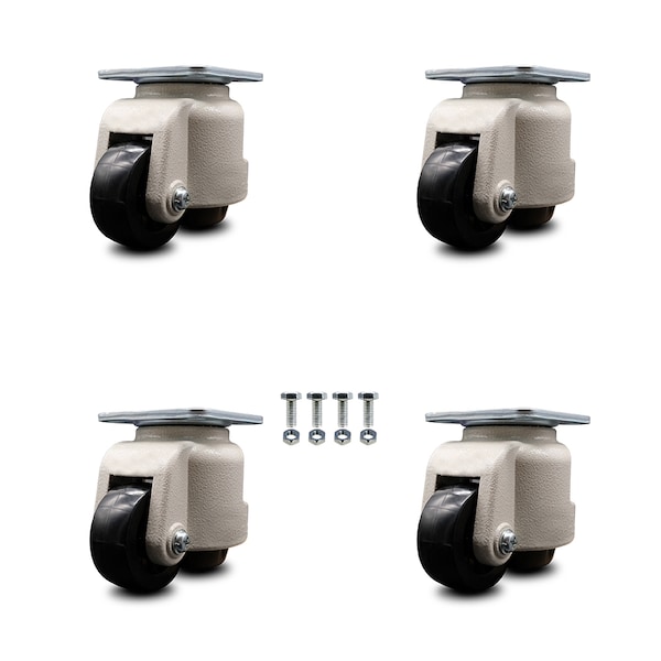 Service Caster Nylon Swvl TP Light Duty Floor Leveling Caster w/2.83" Diameter BLK Wheels, 4PK SCC-TPLV30S75-NYR-1100-4 - main